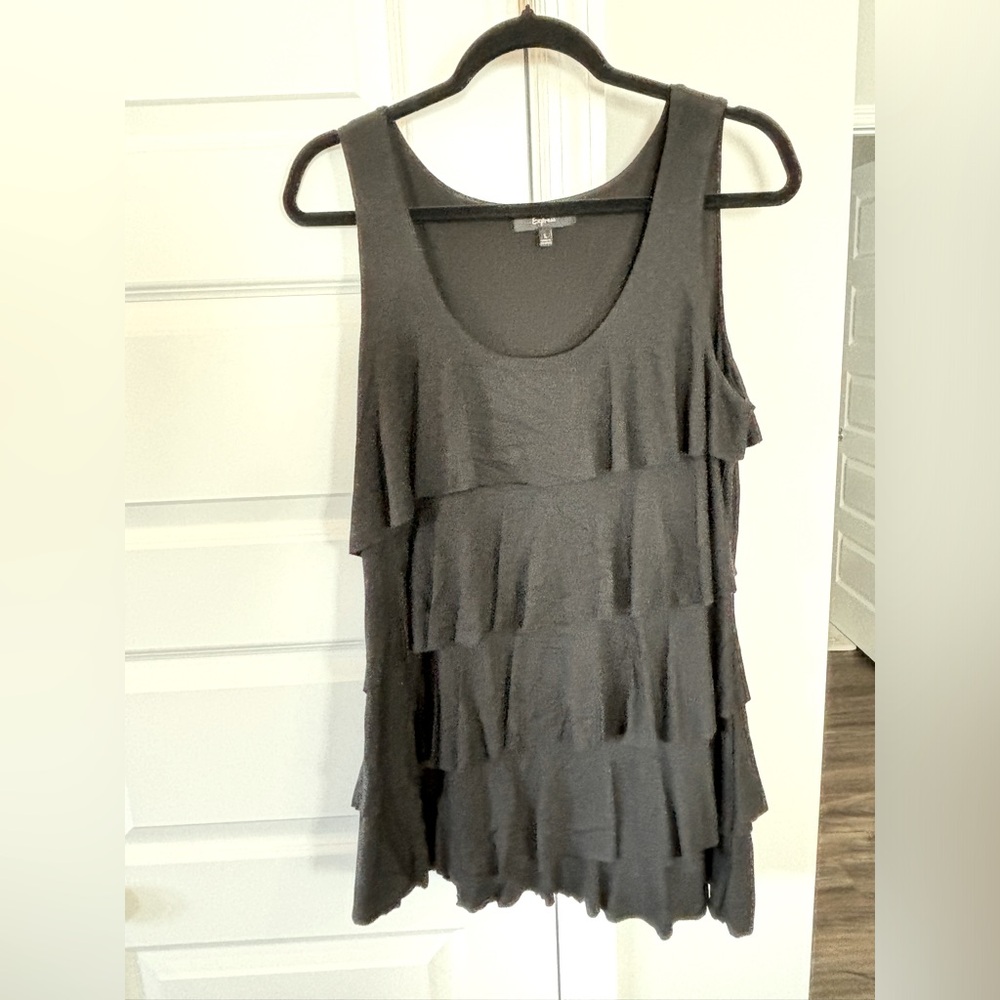 Black cotton, ruffle express dress